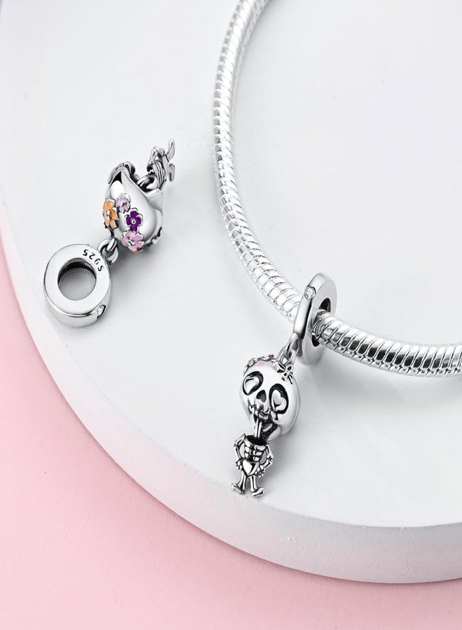 NARMO 925 Sterling Silver Charms for Pandora Bracelets Funny Dancing Skeleton Charm for Halloween - Image 3